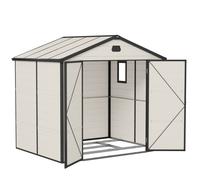 Outsunny 8 x 6ft Garden Shed Storage w/ Foundation Kit, Vents, Cream White