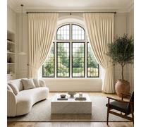 (Cream, 90" X 90" OR 228cm X 228cm.) 100% Blackout Curtains Pencil Pleat Curtain Pair with Tiebacks
