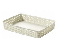 Cream A4 Paper Tray Curver Basket Plastic Rattan Office Desk Organise