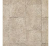 Cream Aged Stone Tile Effect Eclipse Vinyl Flooring 2mm Thick Lino Roll Bathroom Kitchen (3m Wide x 3m Long)