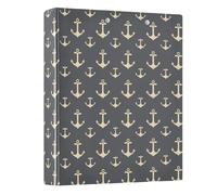 Cream Anchors on Navy Pattern 3 Ring Binder 1.5 Inch Round Ring Binder View Binder Holds 200 Documents for Home School Office Use