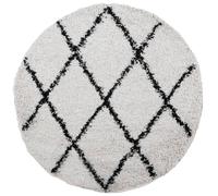 vidaXL Shaggy Rug - Cream/Black Round Area Rug, Fluffy High Pile, Polypropylene, 100cm, Soft Indoor Mat, Decor for Living Room/Bedroom/Office, OEKO-TEX