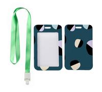 Cream and Black Split Ovals Badge Holder with Green Lanyard, Golf Card Holder, Vertical Cards Protector for Teacher, Vertical ID Cards Protector for Nurse, Teacher Stuff Nurse Accessories