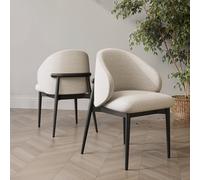 Cream and Black Upholstered Curved Dining Chair with Wooden Exposed Back - Kori - Available in a set of 2, 4 and 6
