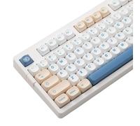 Cream and Blue White MOA Profile Keycap, Csutom PBT Keycap Set for ANSI US Layout Mechanical Keyboard, Dye Sublimation Durable Thick Key Cap 144 Keys