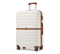 (cream and brown, 28) KONO 20+24+28Inch ABS/PC Striped Design with Cabin Suitcase Set