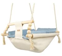 Cream and Light Blue Baby Rocker Hammock Swing With Quilt