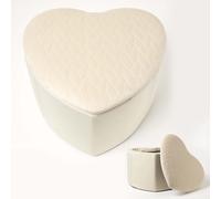 Arundel Heart-Shaped Velvet Footstool with Storage Homescapes Cream One Size