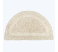 (Cream, Bath Mat - Half Round) Luxury Reversible Cotton Bath Mat
