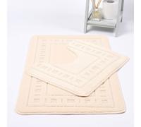 (Cream) Bath Mat Set Diem 2Piece Bath Mat & Pedestal Non Slip