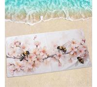 Cream Beach Towel, Large Beach Towels for Adults - Quick Dry Microfibre Towel - Super Absorbent Bath Towels for Swim Gym 200 x 100 cm - 1 Piece, Soft, Sand Free, Lightweight - Flower (3) 0e-417