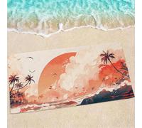 Cream Beach Towel, Large Beach Towels for Adults - Quick Dry Microfibre Towel - Super Absorbent Bath Towels for Swim Gym 200 x 100 cm - 1 Piece, Soft, Sand Free, Lightweight, Multi - Tree 0e-424
