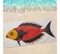 Cream Beach Towel, Large Beach Towels for Adults - Quick Dry Microfibre Towel - Super Absorbent Bath Towels for Swim Gym 200 x 100 cm - 1 Piece, Soft, Sand Free, Lightweight, Multi - Fish (2) 0e-428