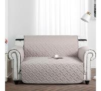 (Cream Beige, 2 Seater Sofa Cover) Quilted Sofa Cover Waterproof Furniture Cover Protector Throw Recliner Chair Covers