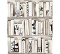 Cream Beige Bookcase Wallpaper Library French Vintage Encyclopedia Retro YL