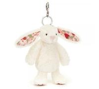 Cream/Berry Bashful Blossom Bunny Bag Charm by Jellycat