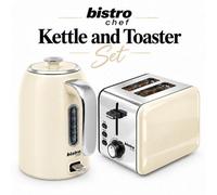 Cream Bistro Chef 1.7L Electric Kettle & Toaster Set