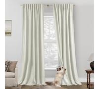 Cream Blackout Curtains 96 Inch Long 2 Panel Set, Cat Proof Floor to Ceiling Black Out Drapes for Bedroom, 52'' W x 96'' L