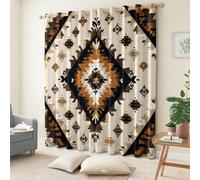 Cream Blackout Curtains for Bedroom, Traditional Geometric Elegant Artistic Printed Thermal Insulated Eyelet Window Drapes for Living Room Nursery 55.1" x 102.4" (W x L) - 2 Panels