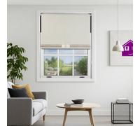 Cream Blackout Roller Blind With Silver Diamante & Cream Bow Free Cut Down Service By Furnished - (W)150Cm X (L)210Cm