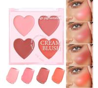 Cream Blush Palette | 4 Colors Contour Blush Palette Matte - Blendable Cosmetics Make Up for Dating Event Vacation Travel Wedding