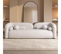 Cream Boucle Curved 3 Seater Cloud Sofa - Elma
