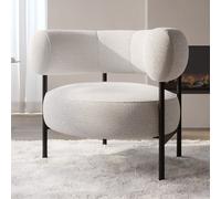 Cream Boucle Curved Accent Chair - Romy