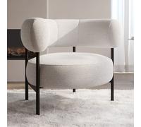 Cream Boucle Curved Armchair - Romy