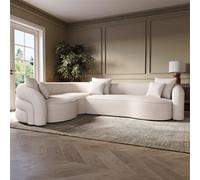Cream Boucle Left Hand Facing 4 Seater Curved Corner Sofa - Zuri
