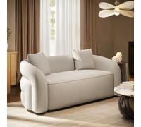 Cream Boucle Modern Curved 3 Seater Sofa - Zuri