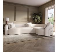 Cream Boucle Right Hand Facing 4 Seater Curved Corner Sofa - Zuri