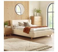 Cream Boucle Upholstered Double Bed Frame - Julian Bowen
