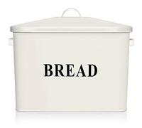 Cream Bread Box for Kitchen Countertop, E-far Metal Bread Bin Holder for Modern Farmhouse Decor, Extra Large & High Capacity Storage Container - 13" x 9.8" x 7.3" - Holds 2+ Loaves, Vintage Style
