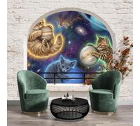 Cream Brick Wallpaper Creative Sci-Fi Animals Rustic 3D Brick Effect NO-Self Adhesive Wallpaper for Living Room Bedroom Wall Decoration,Fantastic ideas about space and the universe,300x210cm