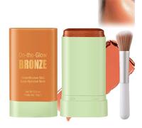 Cream Bronzer Stick With Brush, Warm Copper-Brown Shimmer, 0.6 oz, 2-Piece