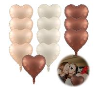 Cream Brown Heart Balloons,12Pcs Apricot Coffee Beige Foil 18 Inch Retro Foil Heart Shape Balloons, for Boho,Valentines, Engagement, Birthday, Party Decorations