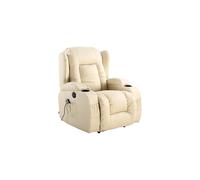 More4Homes Caesar Electric Bonded Leather Automatic Recliner Armchair With Heat And Massage (Cream)
