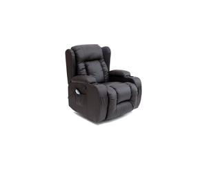 (Cream) Caesar Winged Leather Recliner Chair Rocking Massage Swivel Heated Gaming