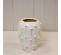 Cream Ceramic Bobble Vase 18cm,7inch Office Tabletop Pot Teardrop Indoor Flower Vase Decorative Gift