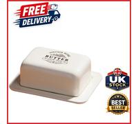 Cream Ceramic Butter Dish with Lid Flutter Design Hand Wash Care Instructions