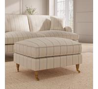 Cream Chenille Blue Striped Footstool - Payton