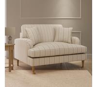 Cream Chenille Blue Striped Love Seat Payton