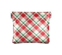 Cream Christmas Buffalo Plaid Scotland Women's Small Leather Coin Purse Wallet Unique Mini Cosmetic Case for Women Girls, Cream Christmas, 4.33"(L) x 3.74"(W) x 0.39"(H), Classic