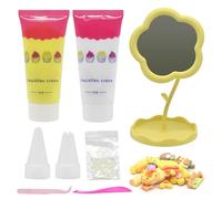 Cream Clay Adhesives, Colours Cream Glue Set, Simulation False Whipped Cream, Deco Cream with Resin Decorations and Nozzles for DIY Crafts Gift