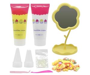 Cream Clay Adhesives, Colours Cream Glue Set, Simulation False Whipped Cream, Deco Cream with Resin Decorations and Nozzles for DIY Crafts Gift