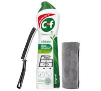 Cream Cleaner Multi Surface Cleaning Bundle - Grout Cleaner for Kitchens, Bathrooms & Floors with Brush, Cloth & Gloves - Cif Cream Cleaner Original 500ml for Tough Dirt Removal & Streak-Free Shine