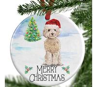 Cream Cockapoo Christmas Ornament - Personalised Dog Bauble - Custom Ceramic Tree Decoration - Pet Memorial Gift - Gift Boxed Keepsake for Dog Lovers - UK Made Festive Decor