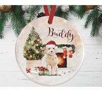 Cream Cockapoo Christmas Ornament - Personalised Tree Decoration - Customised Gift Boxed Ceramic Bauble - Custom Pet Memorial Keepsake - Dog Lover Gift - UK Made Festive Holiday Decor