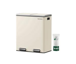 Cream Colour Step-Open Waste Bins with 2 Inner Buckets