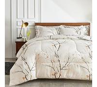 Cream Comforter Sheet Set Bed in a Bag 7 Pieces Cal King Size Tree Branch Bloom Flower Bedding Set (1 California King Comforter 2 Pillow Shams 1 Flat Sheet 1 Fitted Sheet 2 Pillowcases)